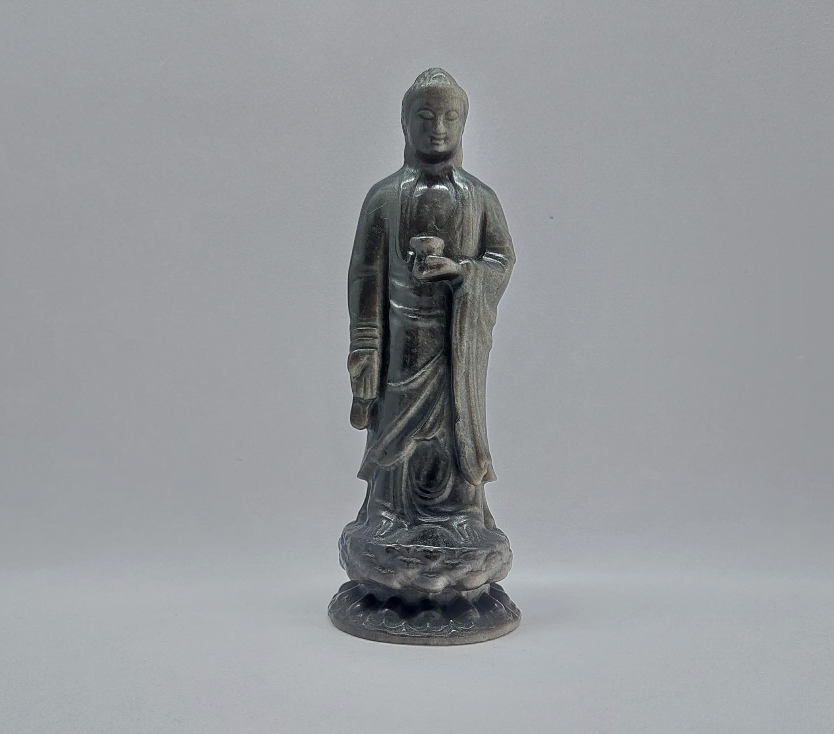 Boeddha zilver obsidiaan